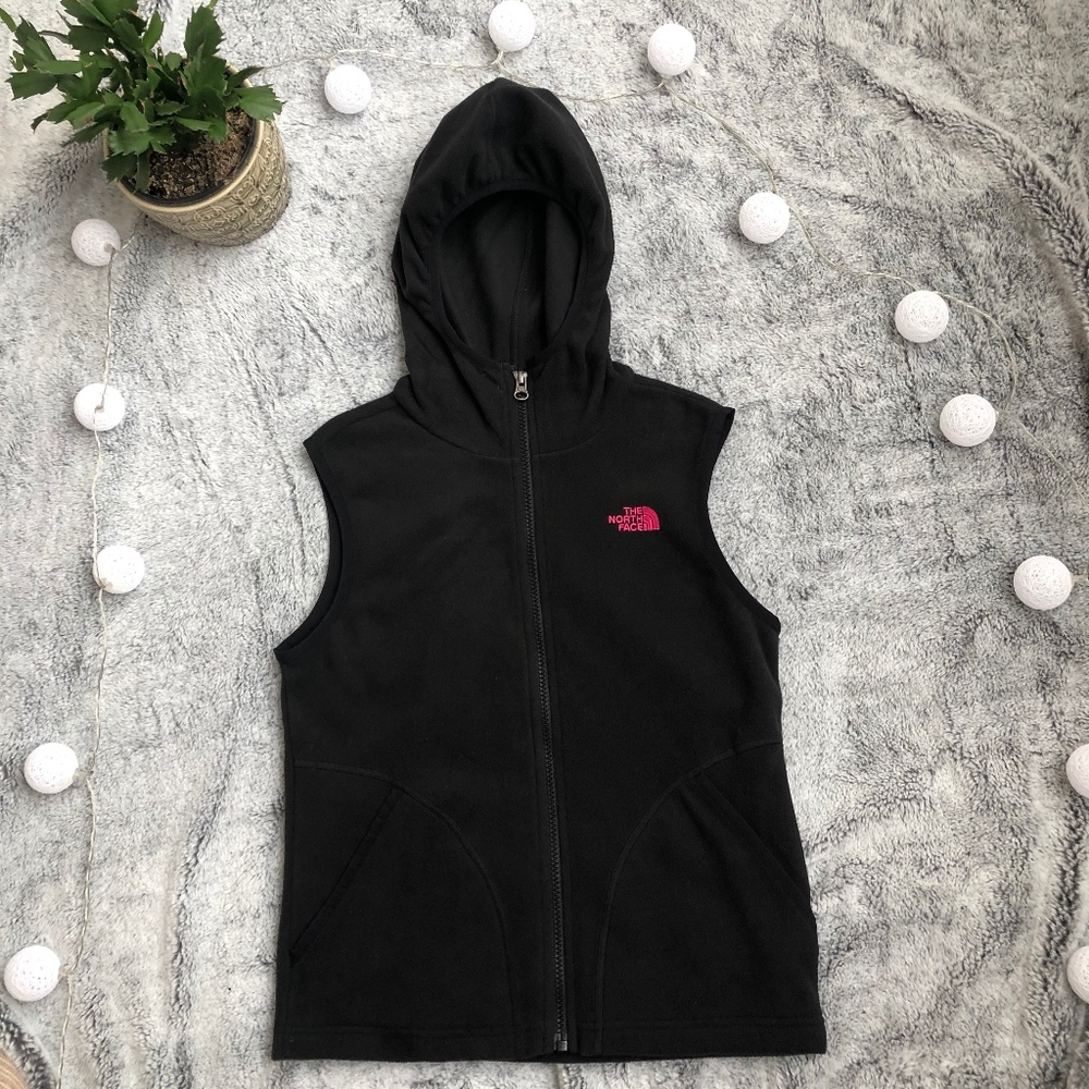 Girls The North Face Black Short Fleece Vest
